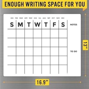 🔹️White Dry Erase Magnetic Monthly Calendar